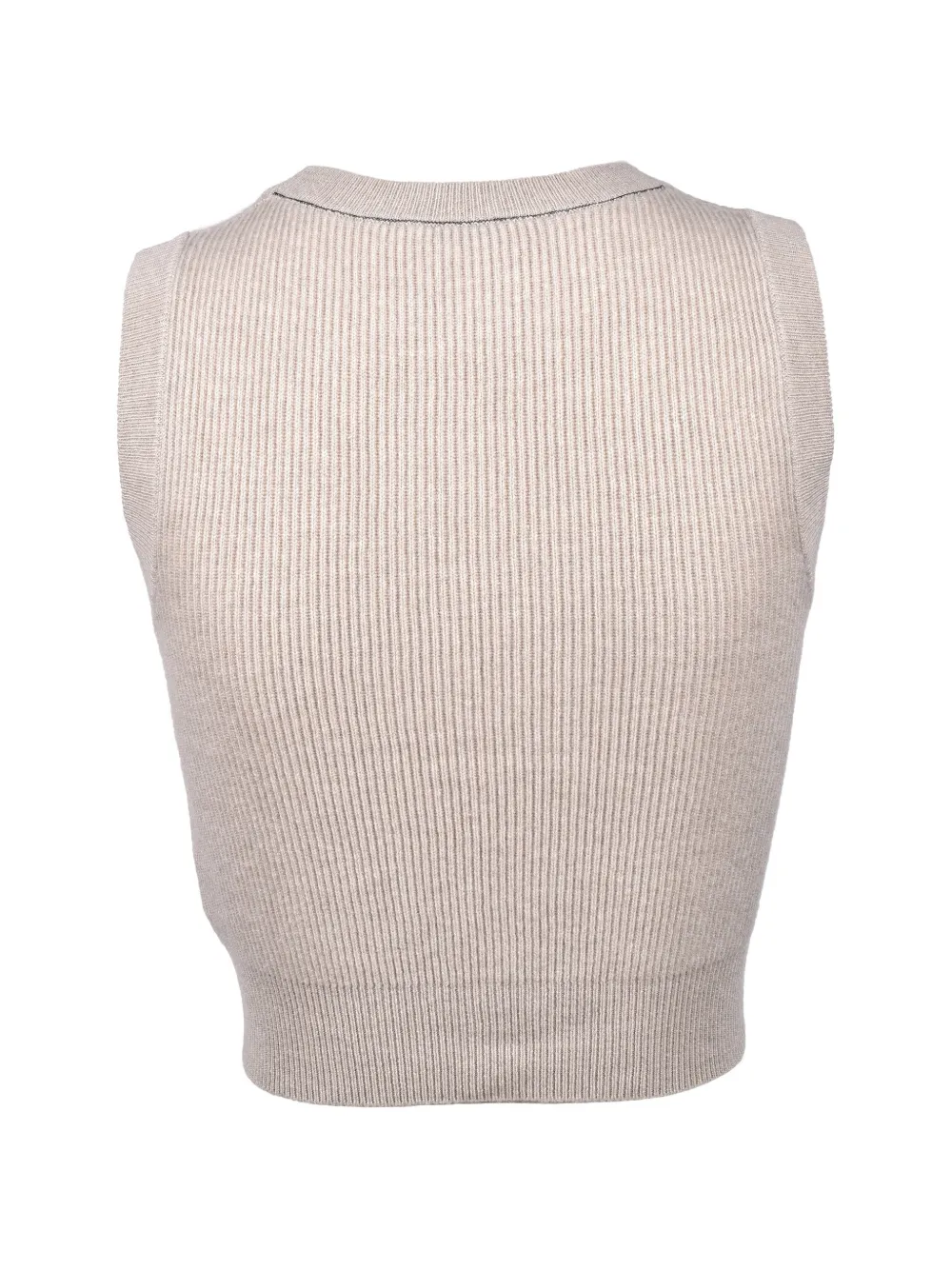 Brunello Cucinelli ribbed-knit sleeveless tank top Beige
