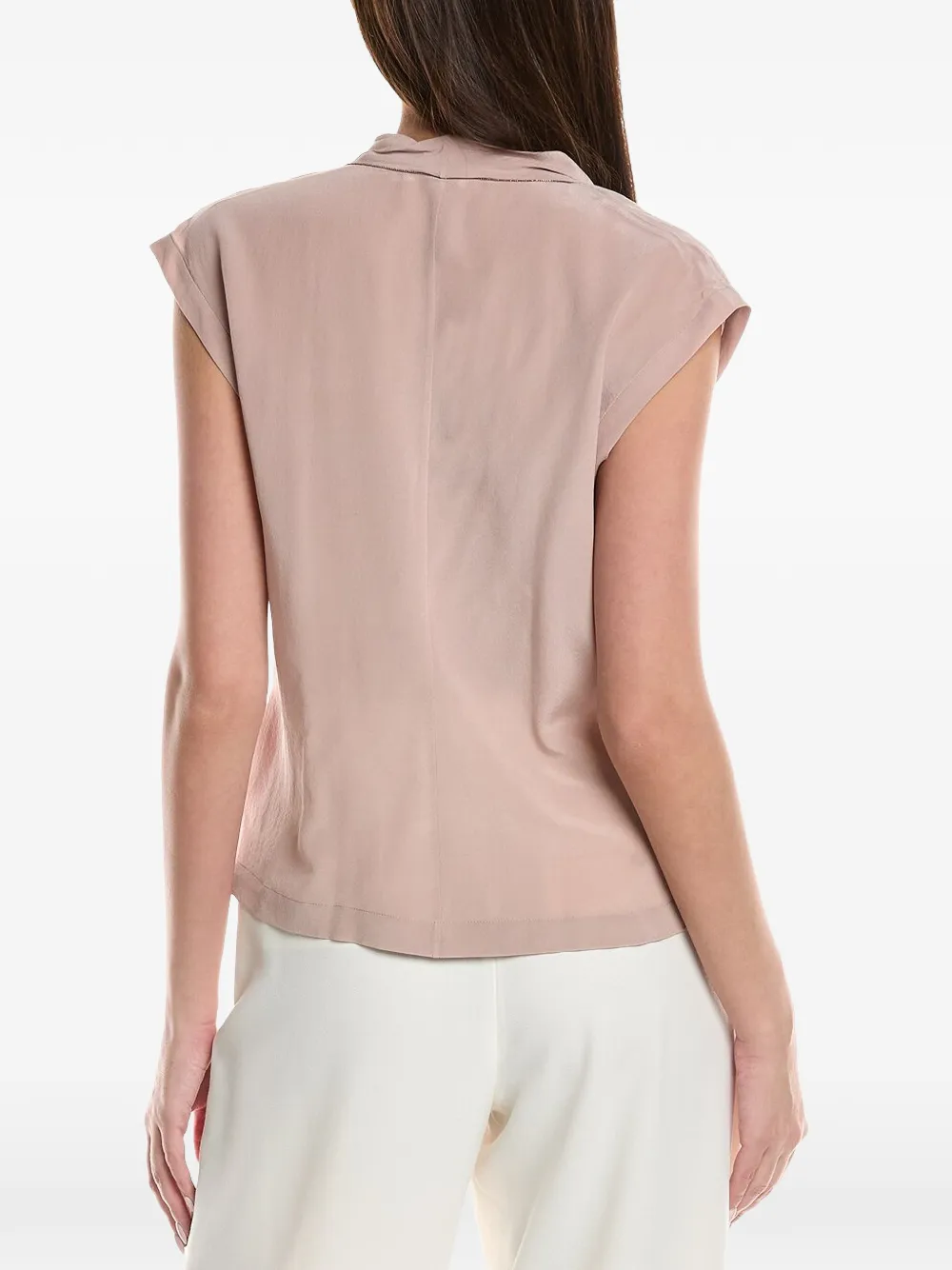 Brunello Cucinelli draped silk top Beige