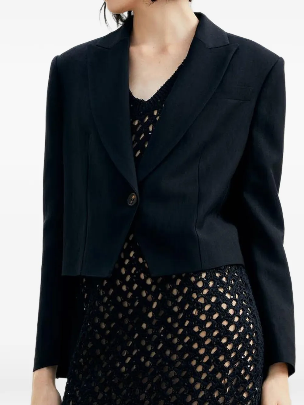 Brunello Cucinelli cropped single-breasted jacket Zwart