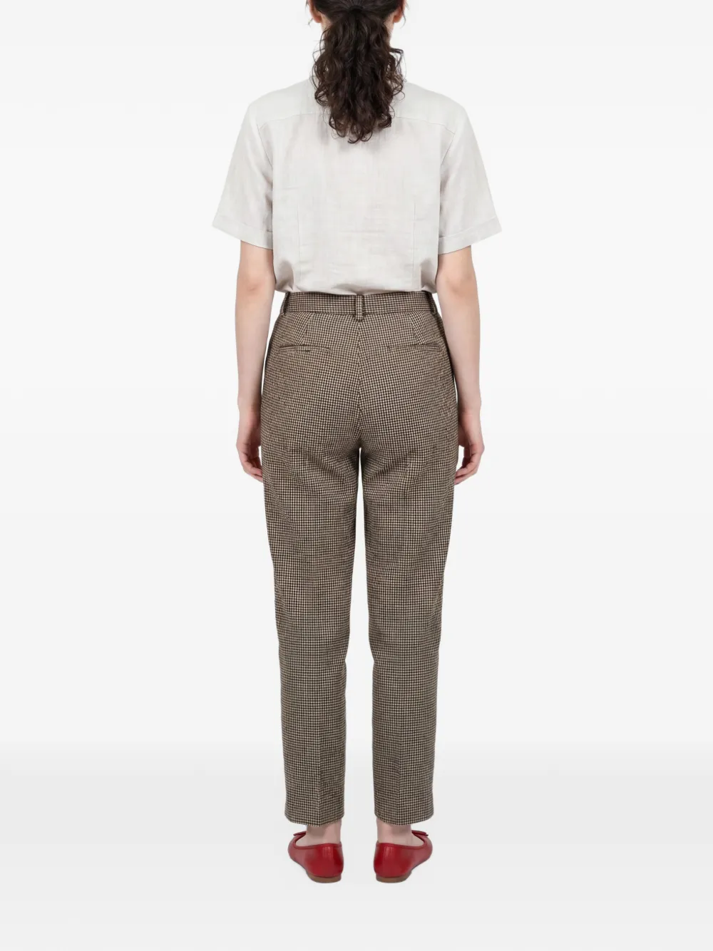 Brunello Cucinelli Pantalon met pied-de-poule print Bruin