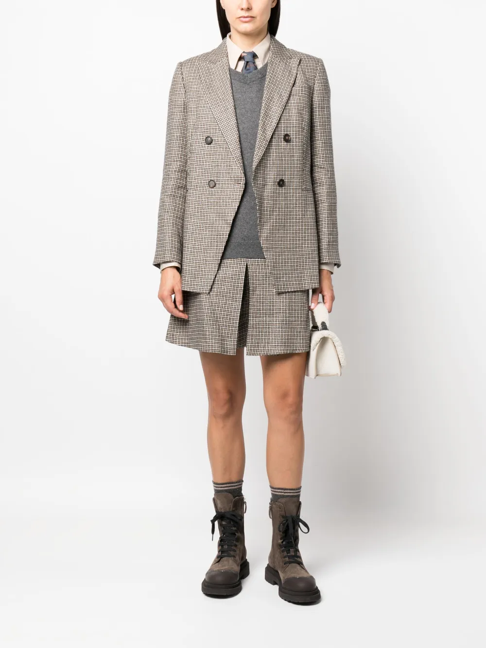 Brunello Cucinelli Trui met V-hals en zak-detail Grijs