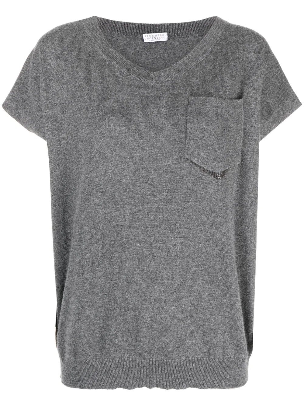 Brunello Cucinelli pocket-detail V-neck sweater - Grigio