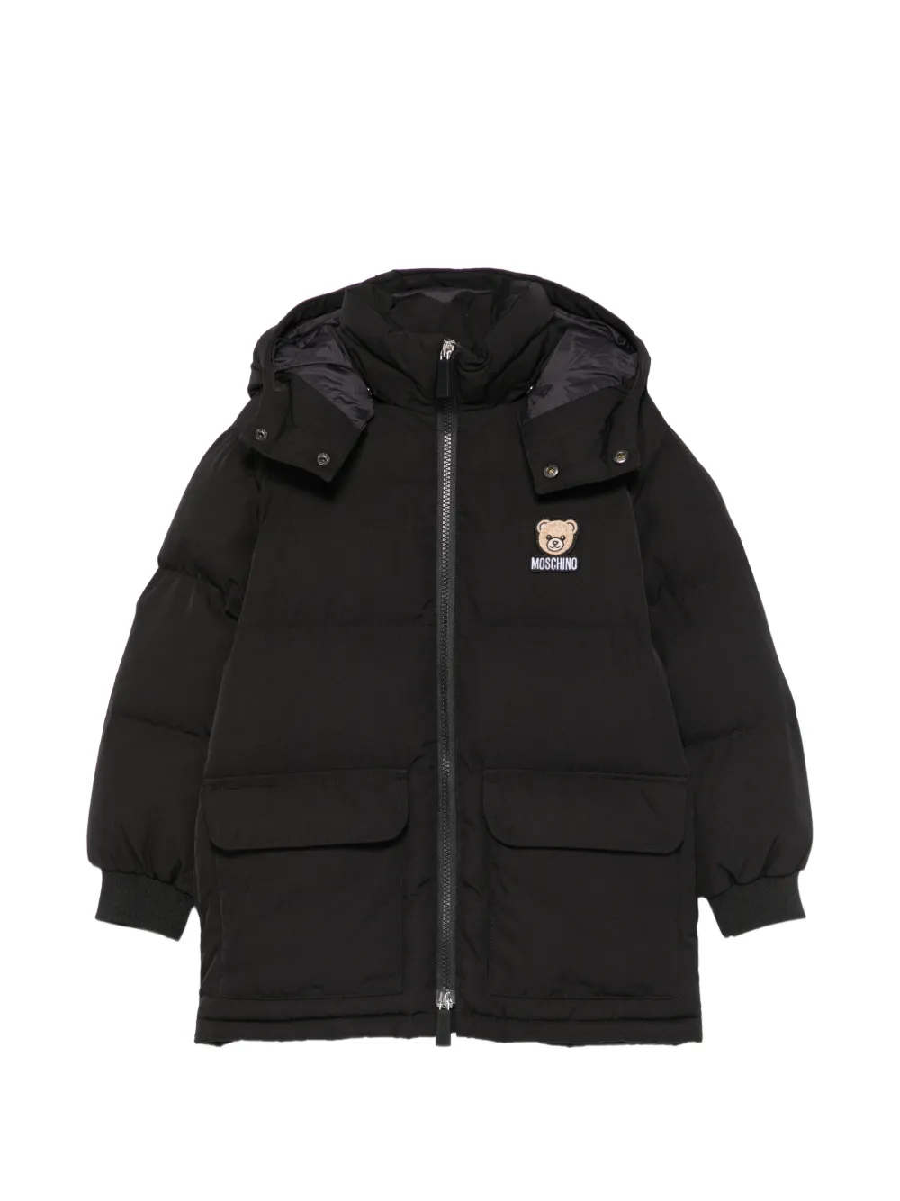 Moschino Kids Teddy Bear hooded puffer jacket - Nero