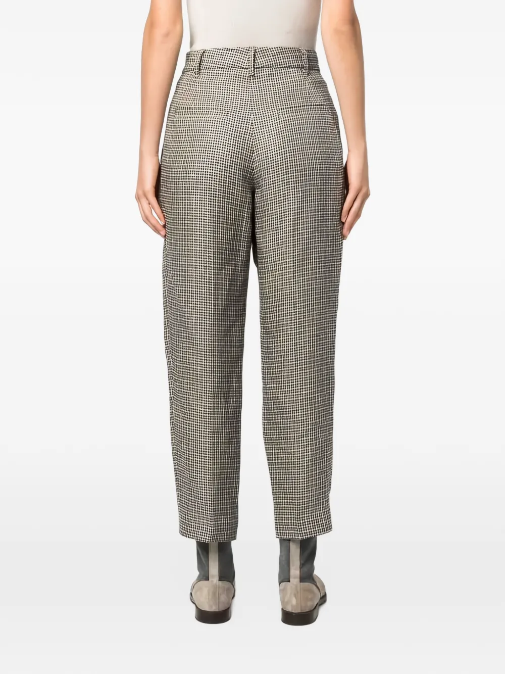 Brunello Cucinelli Plooibroek met pied-de-poule print Beige