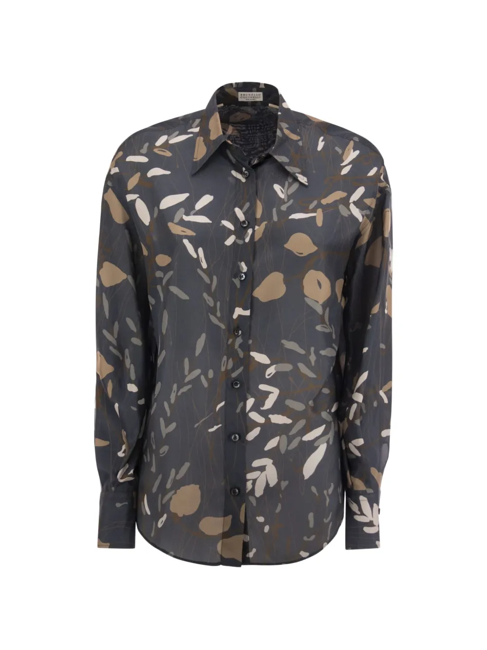 Brunello Cucinelli abstract-print silk shirt - Blue