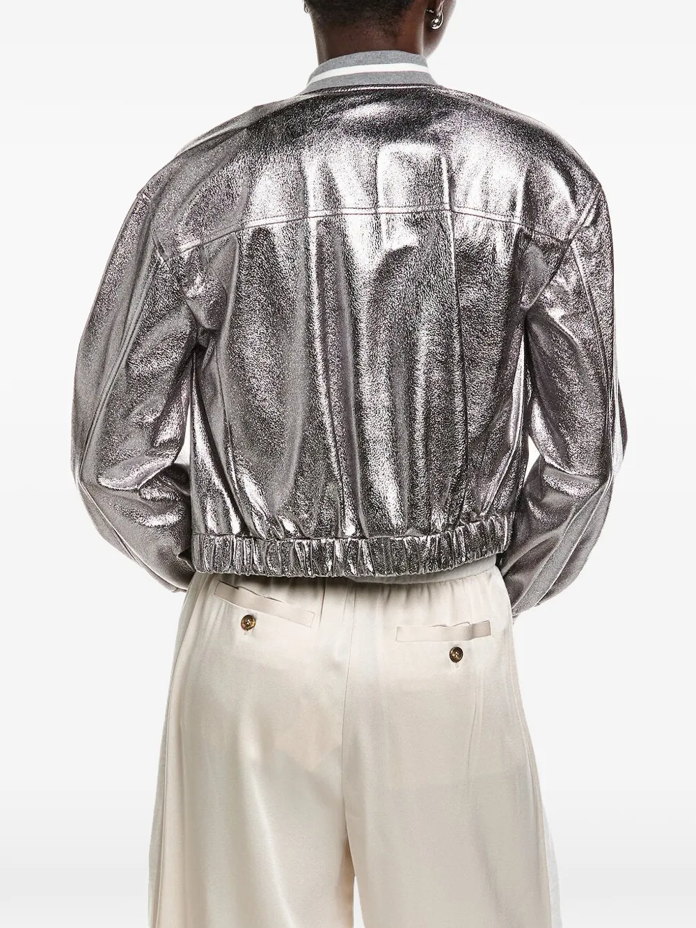 Brunello Cucinelli Bomberjack met metallic-effect Zilver