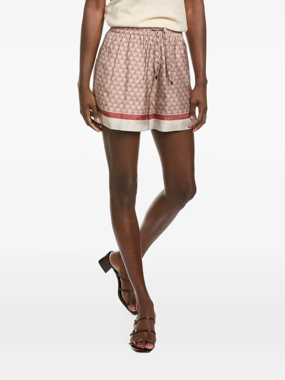 Brunello Cucinelli geometric-print silk shorts