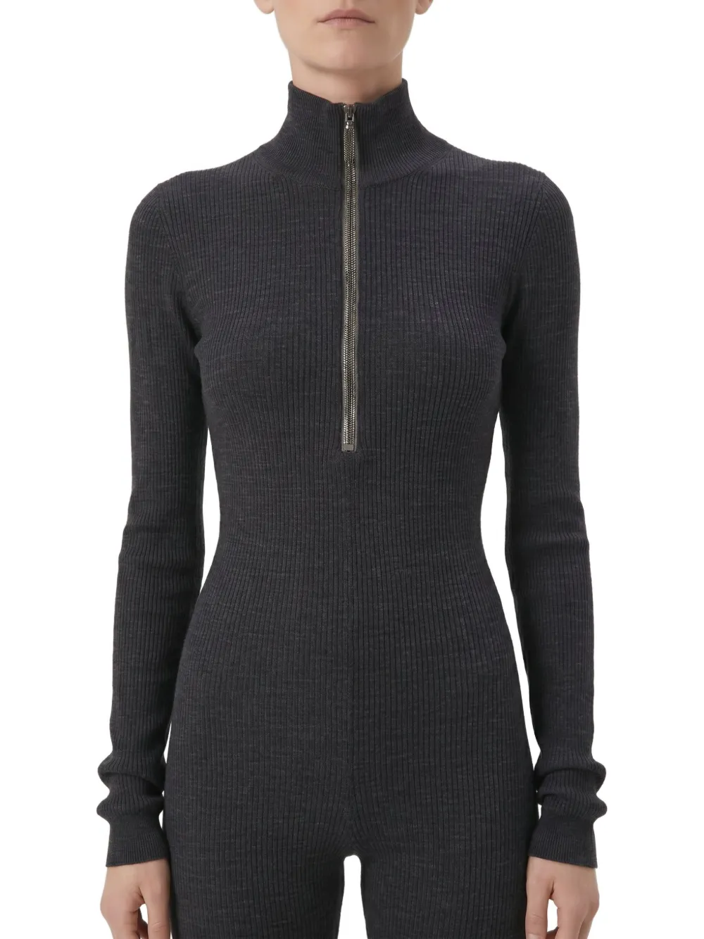 Brunello Cucinelli ribbed-knit wool jumpsuit Grijs