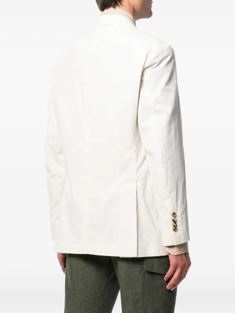 Brunello Cucinelli double-breasted corduroy blazer Wit
