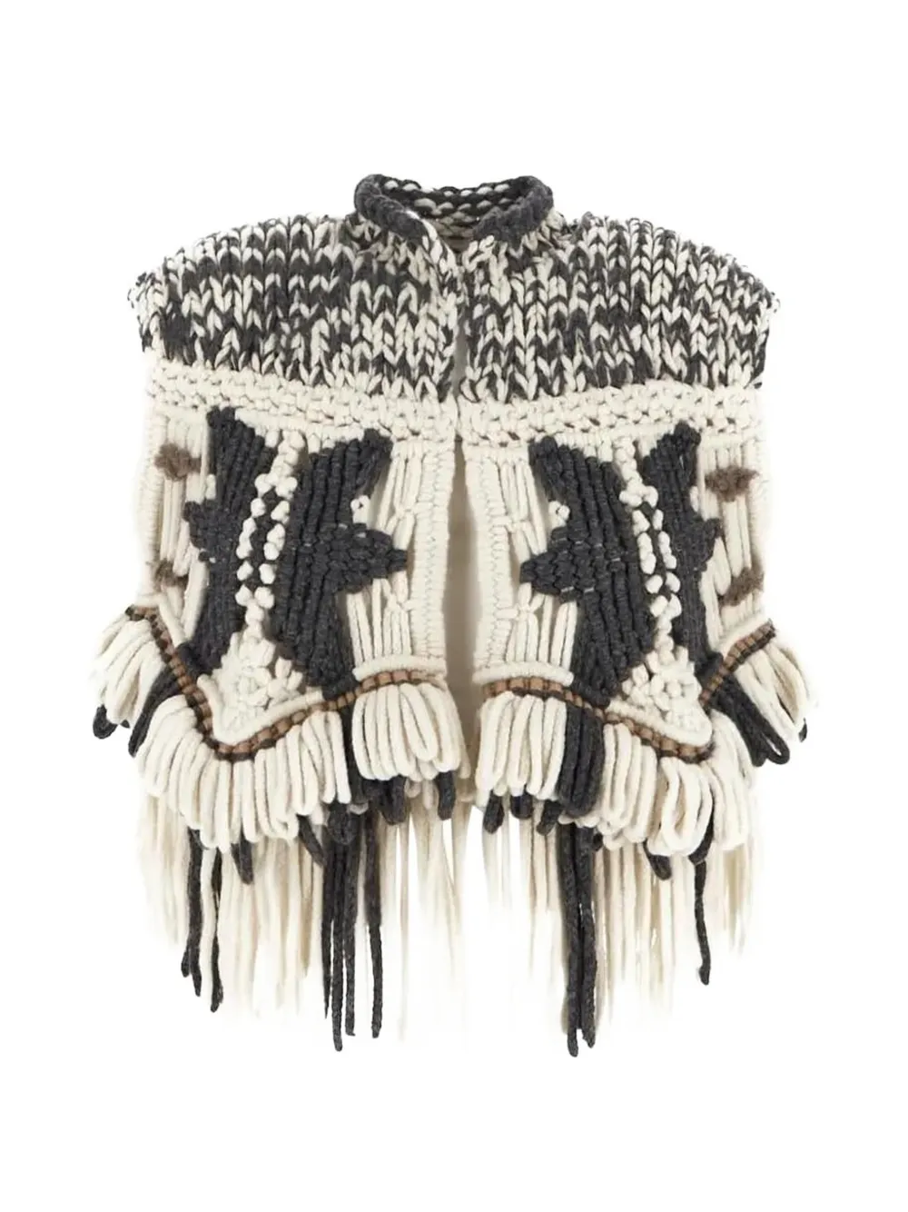 Brunello Cucinelli fringed-detail cape - Neutrals