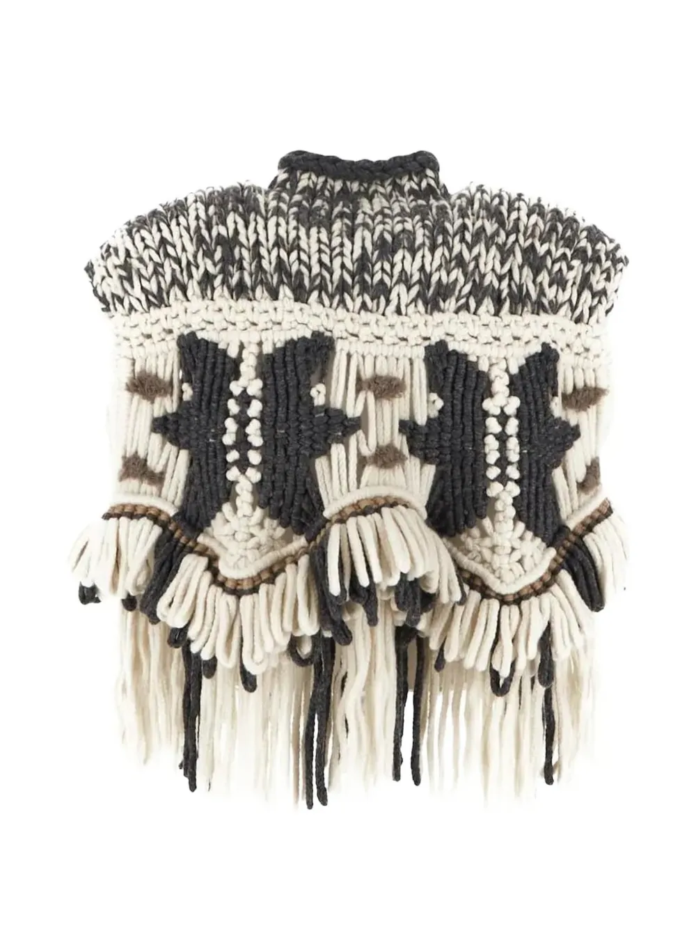 Brunello Cucinelli fringed-detail cape Beige