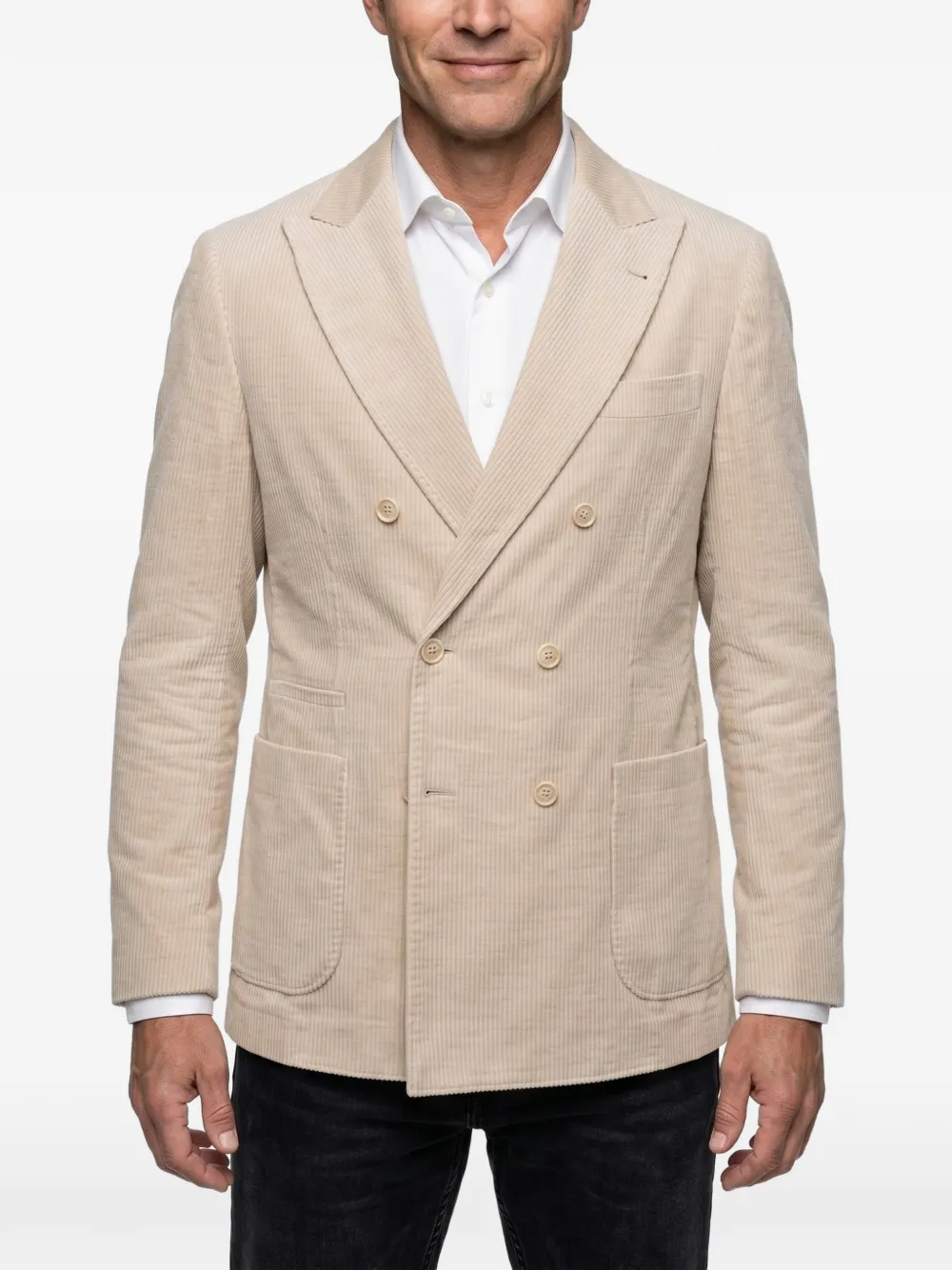 Brunello Cucinelli double-breasted corduroy blazer Beige
