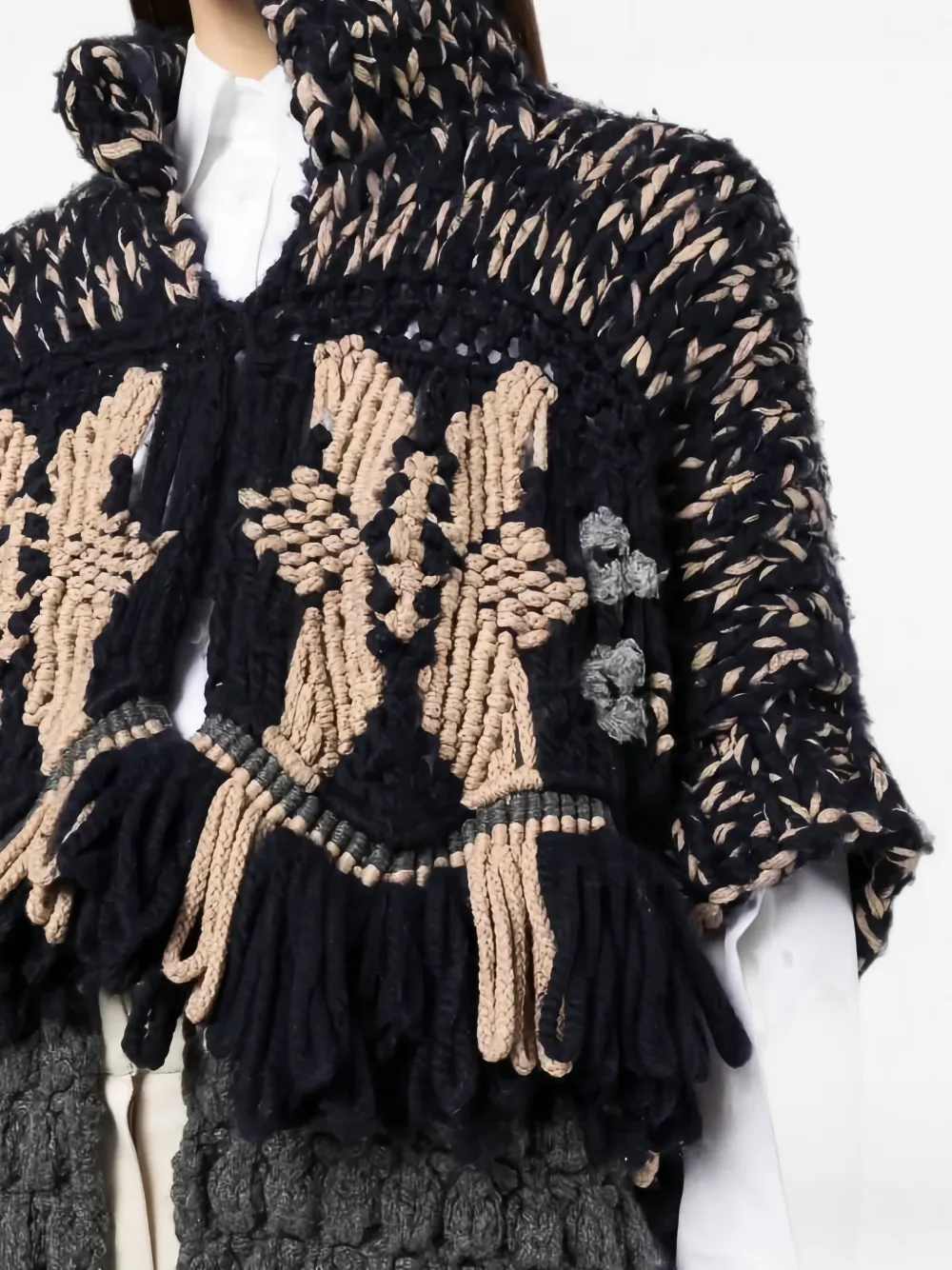 Brunello Cucinelli Chunky gebreide trui met bloemen-patroon Zwart