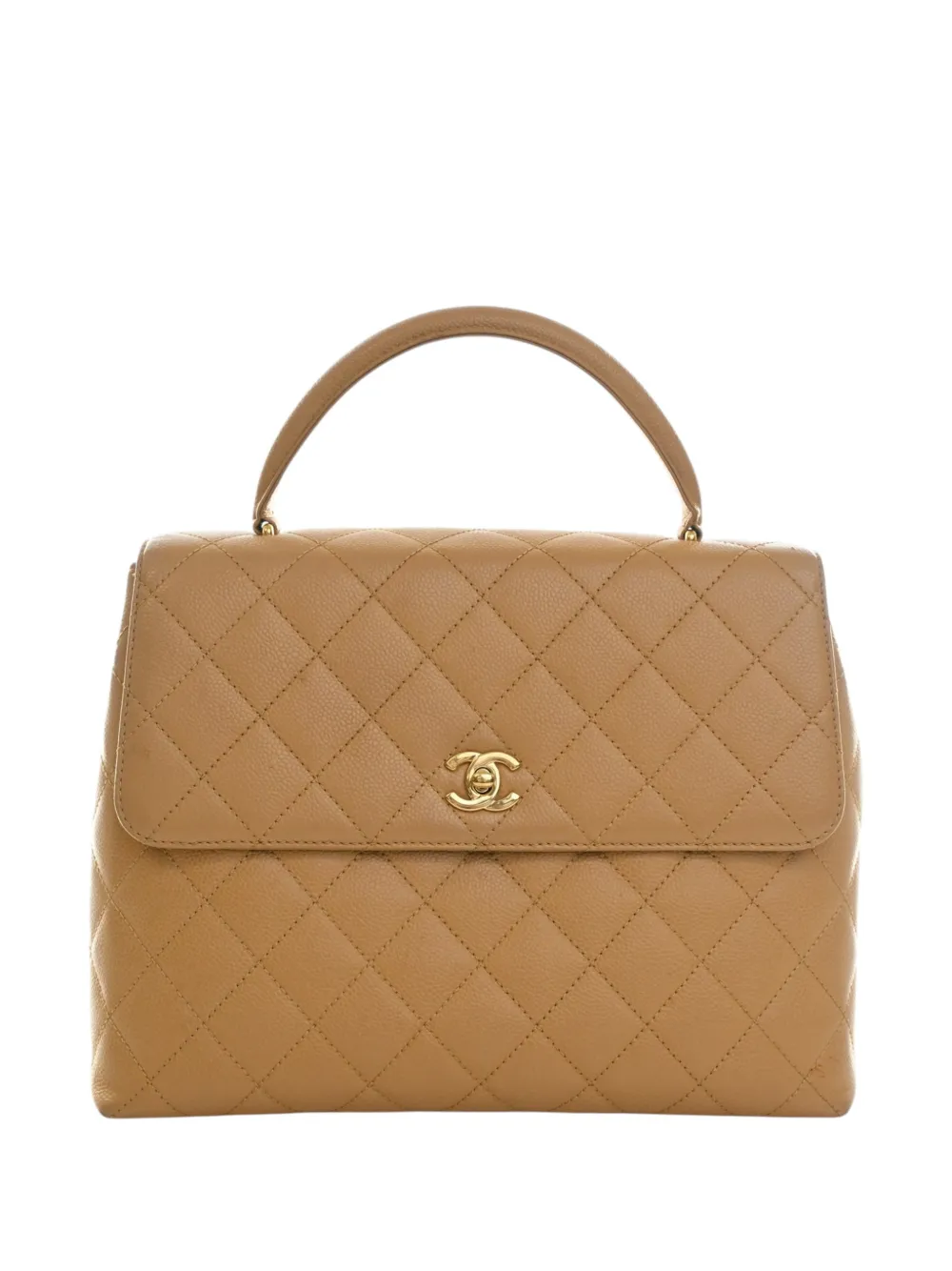 CHANEL Pre-Owned Borsa a mano CC Kelly in pelle Caviar trapuntata con manico 2003-2004 - Toni neutri