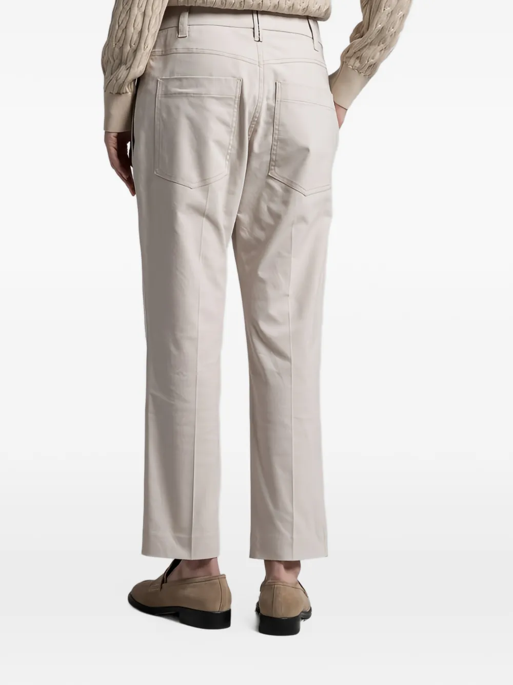 Brunello Cucinelli front-crease slim-fit trousers Beige
