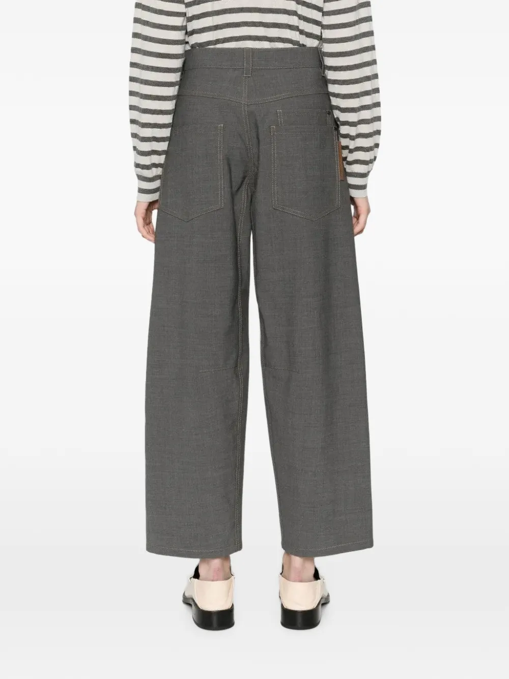 Brunello Cucinelli contrast-topstitched straight-leg trousers Grijs