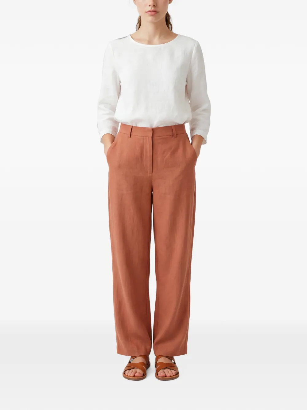Brunello Cucinelli pleated wide-leg trousers Oranje