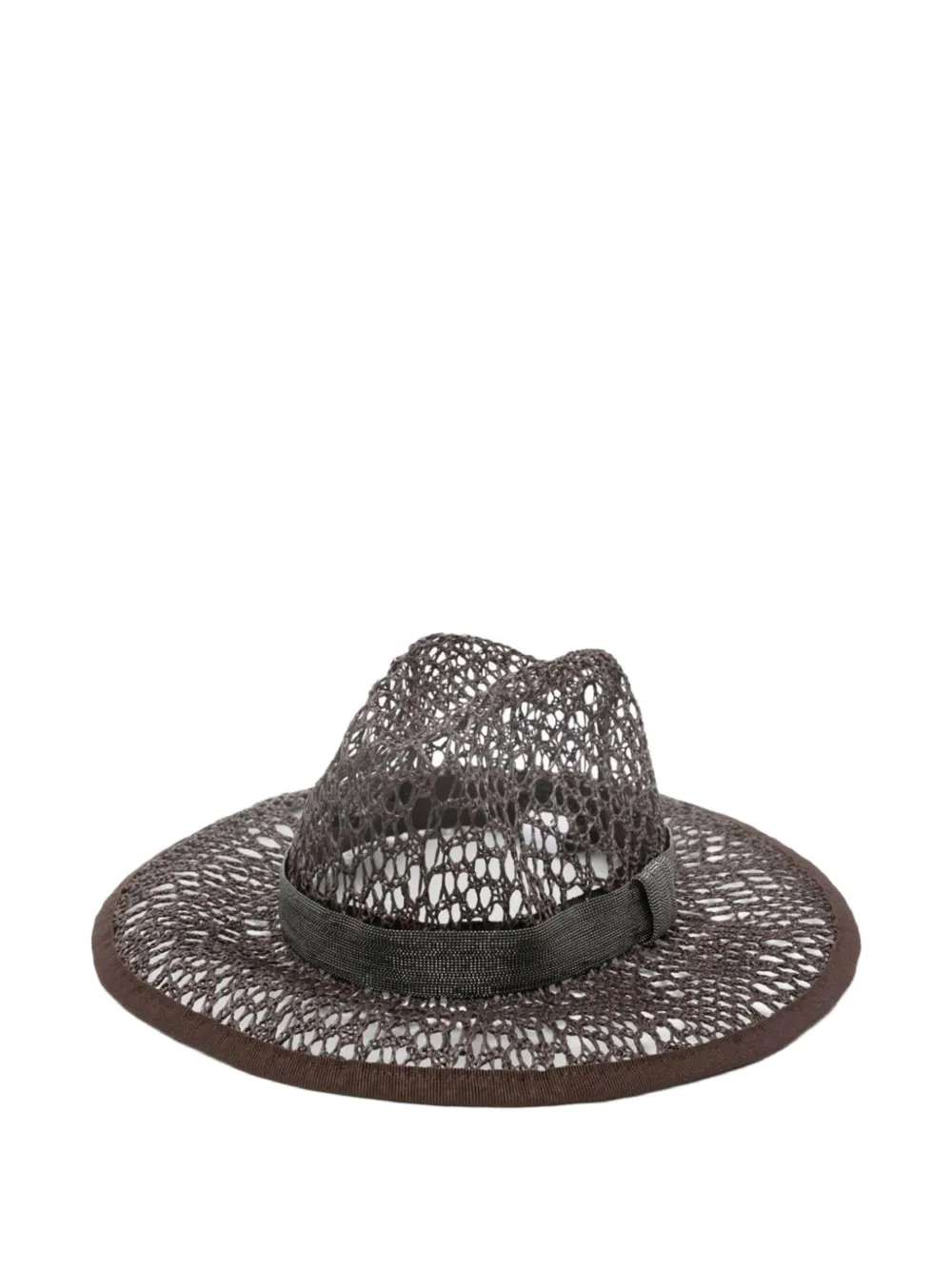 Brunello Cucinelli open-weave wide-brim hat Bruin