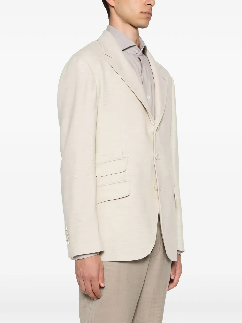 Brunello Cucinelli Blazer met gekerfde revers Beige