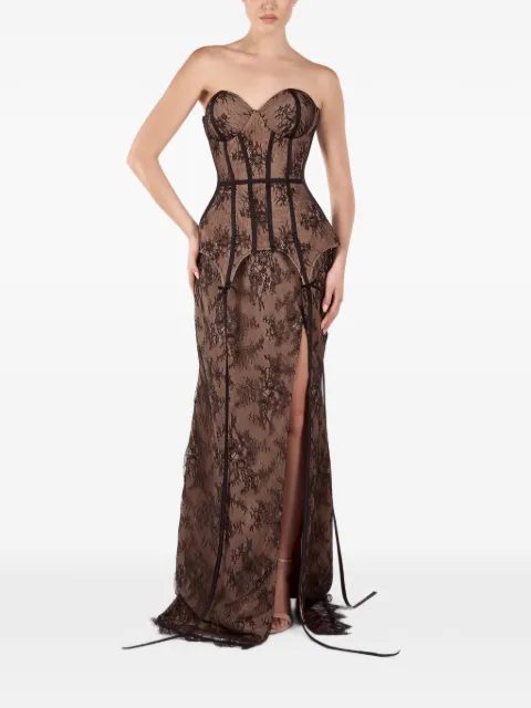 ANDREEA VENECIUC Isadora lace-overlay peplum maxi dress