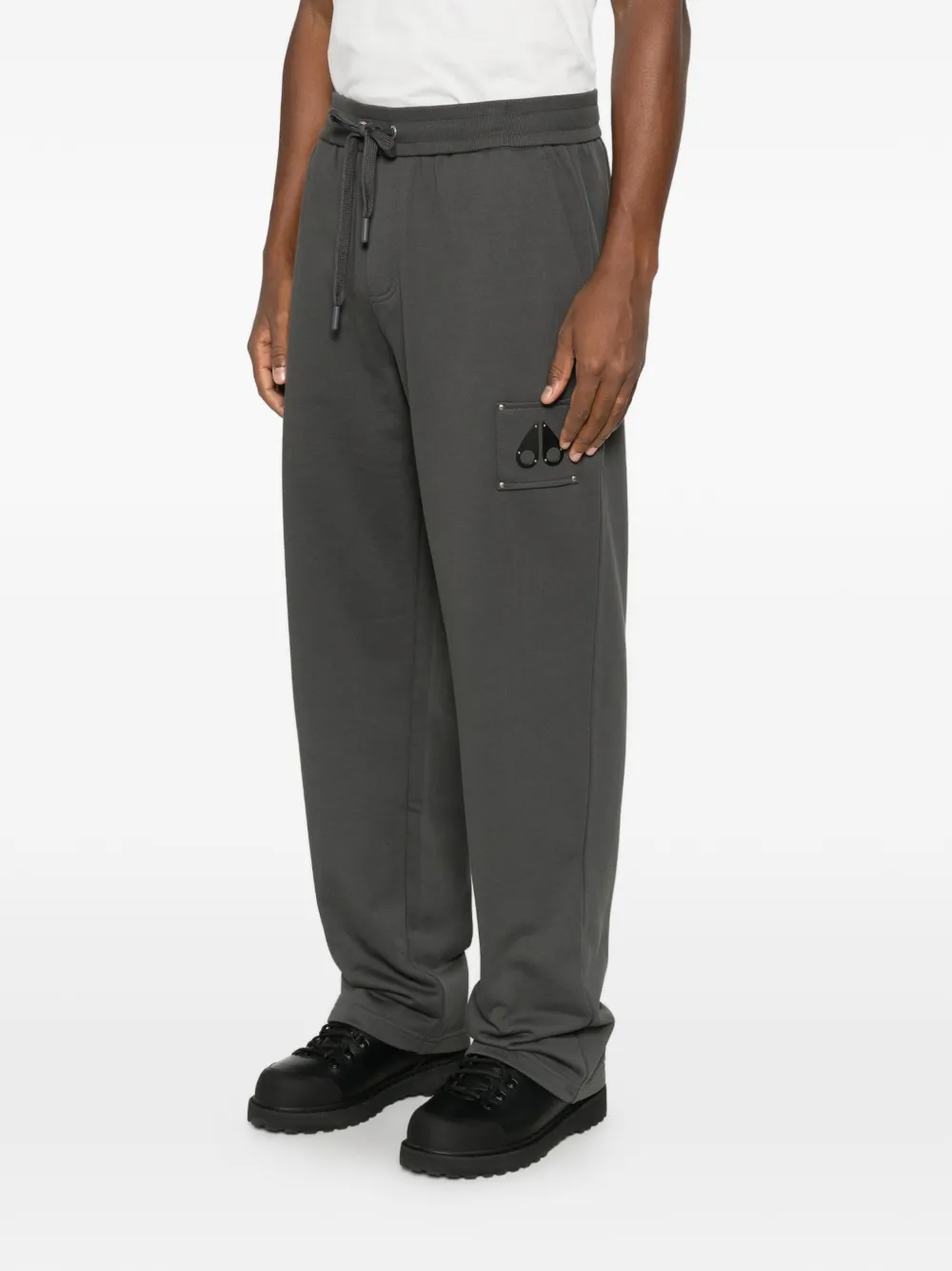 Moose Knuckles logo-patch drawstring track pants Grijs