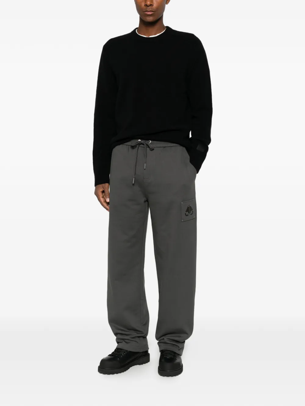 Moose Knuckles logo-patch drawstring track pants Grijs