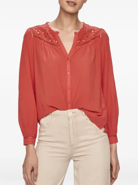 Pepe Jeans lace-detail button-up blouse