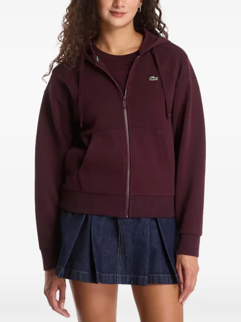Lacoste logo-patch zip-up hoodie