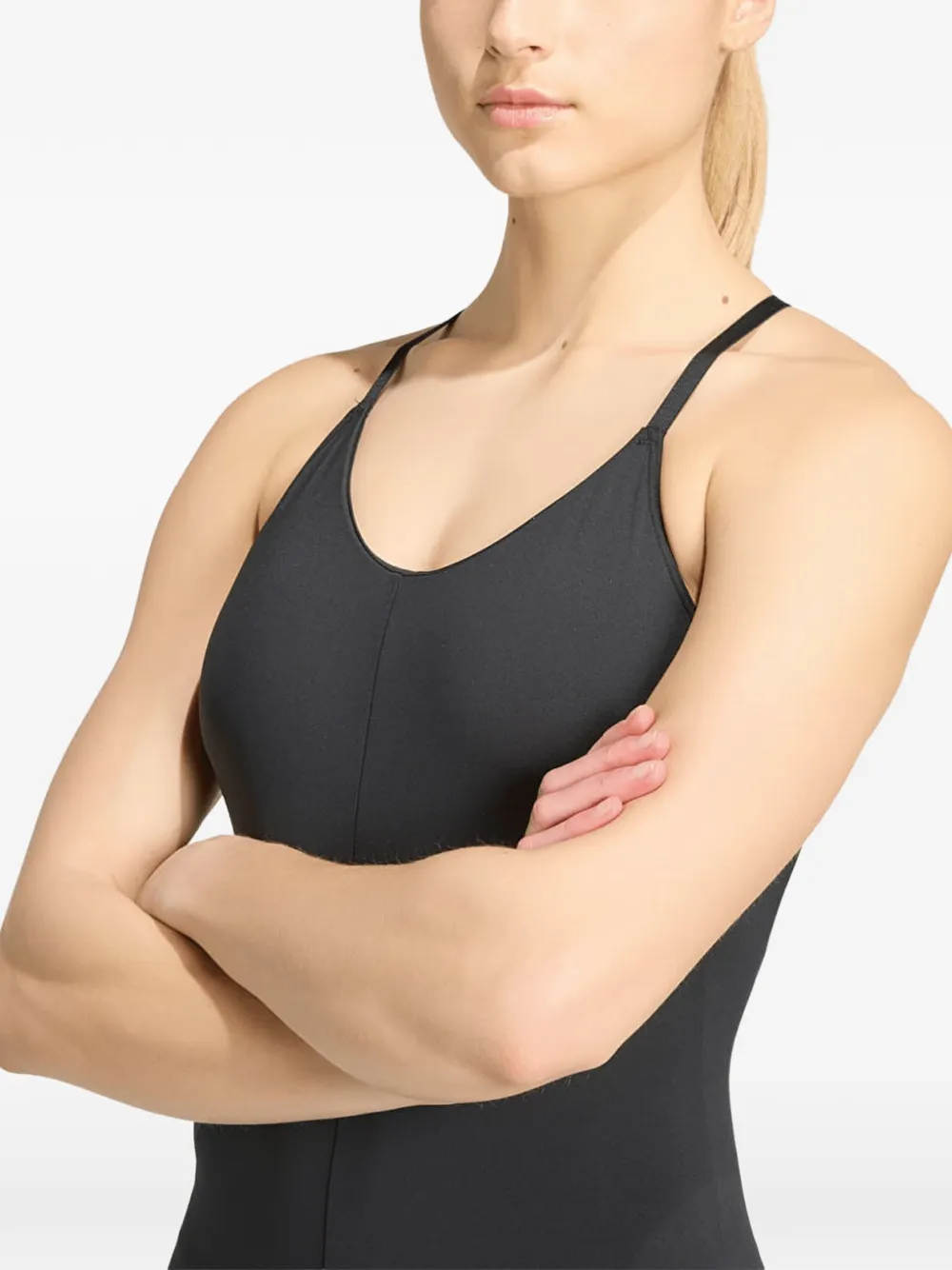 adidas All Me Flare jumpsuit met open rug Zwart