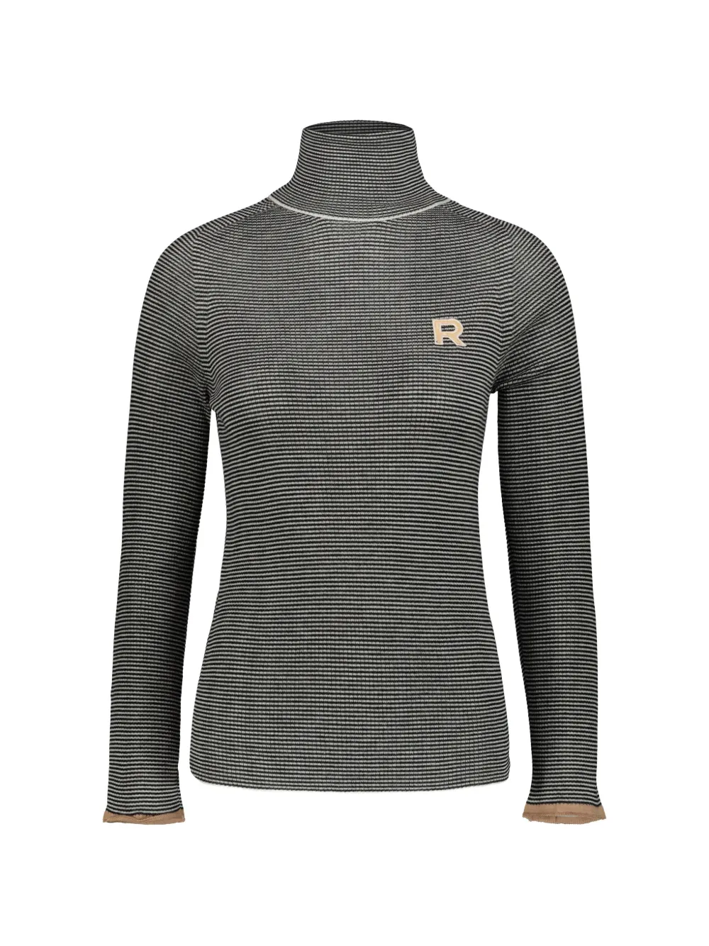 Rochas logo-embroidered striped fine-knit top - Nero