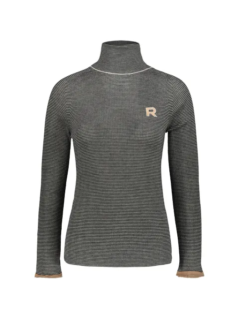Rochas logo-embroidered striped fine-knit top