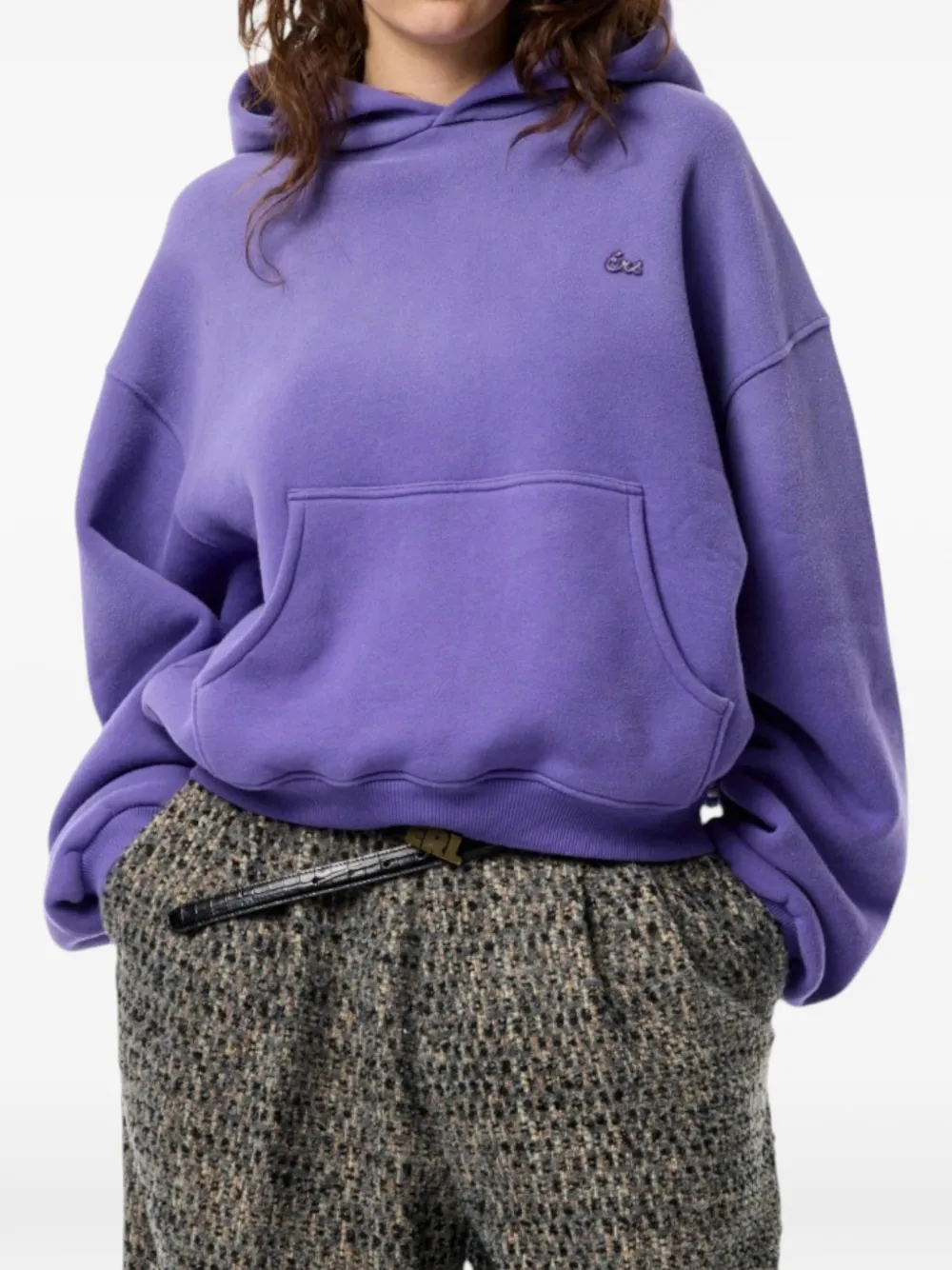 ERL Cropped hoodie met geborduurd logo Paars