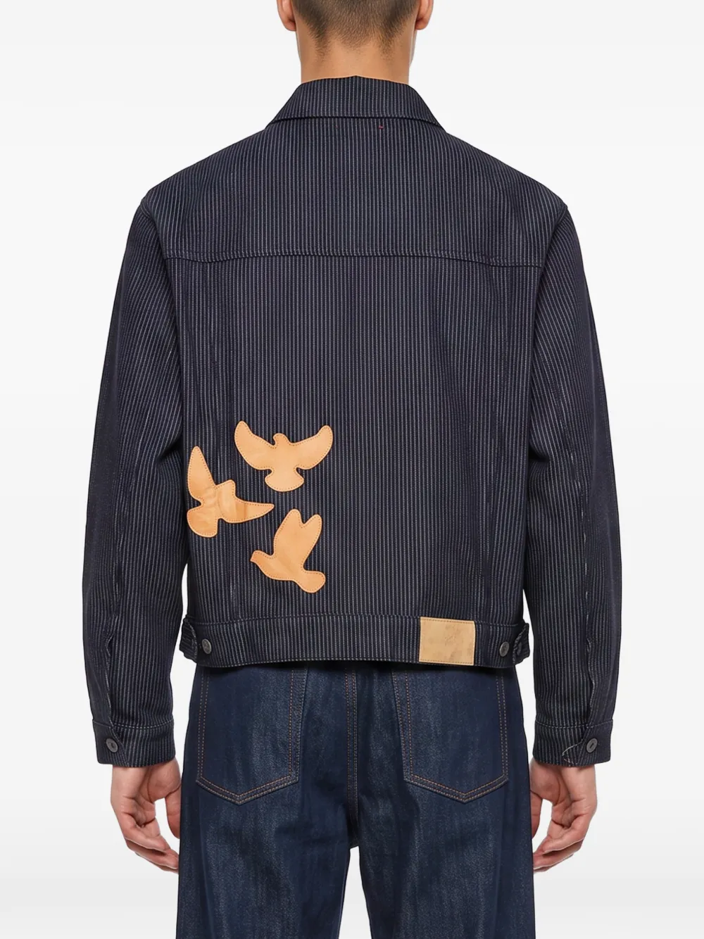 KidSuper Denim jack met krijtstreep en vogel-patch Blauw