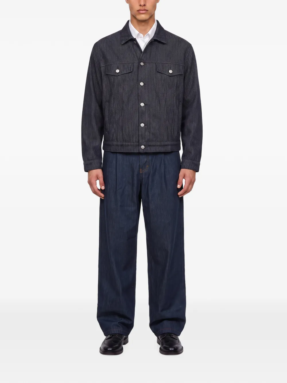 KidSuper Denim jack met krijtstreep en vogel-patch Blauw