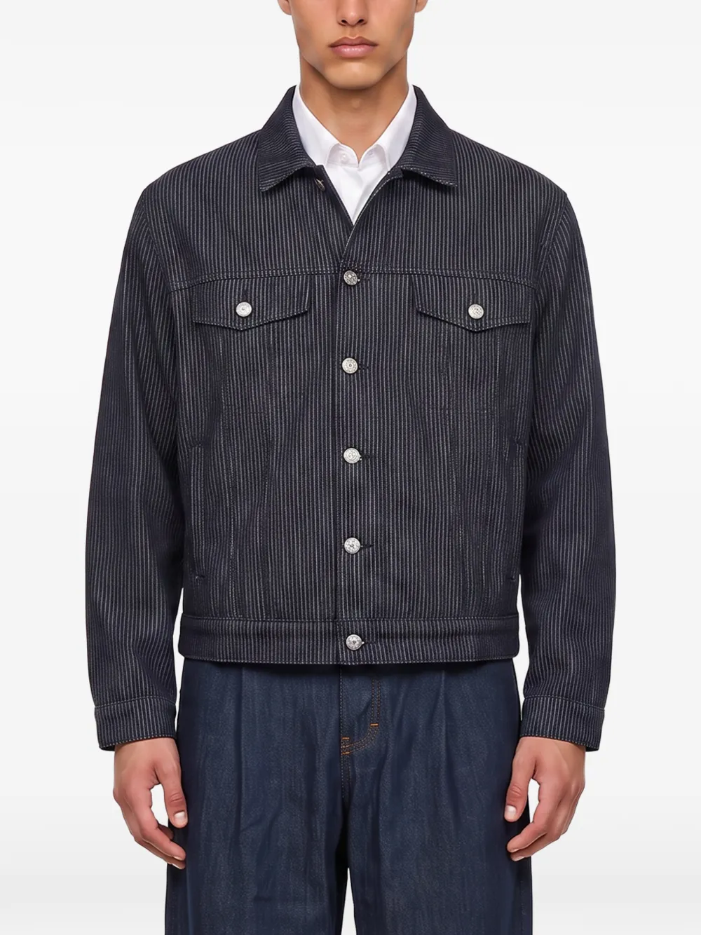KidSuper Denim jack met krijtstreep en vogel-patch Blauw