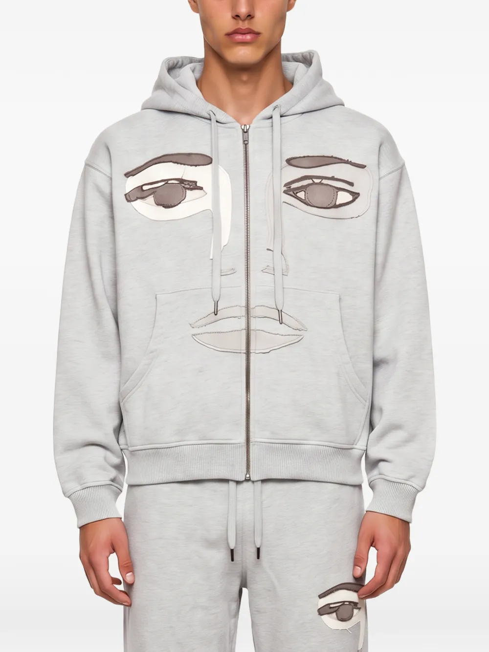 KidSuper Hoodie met gezichtspatchwork Grijs