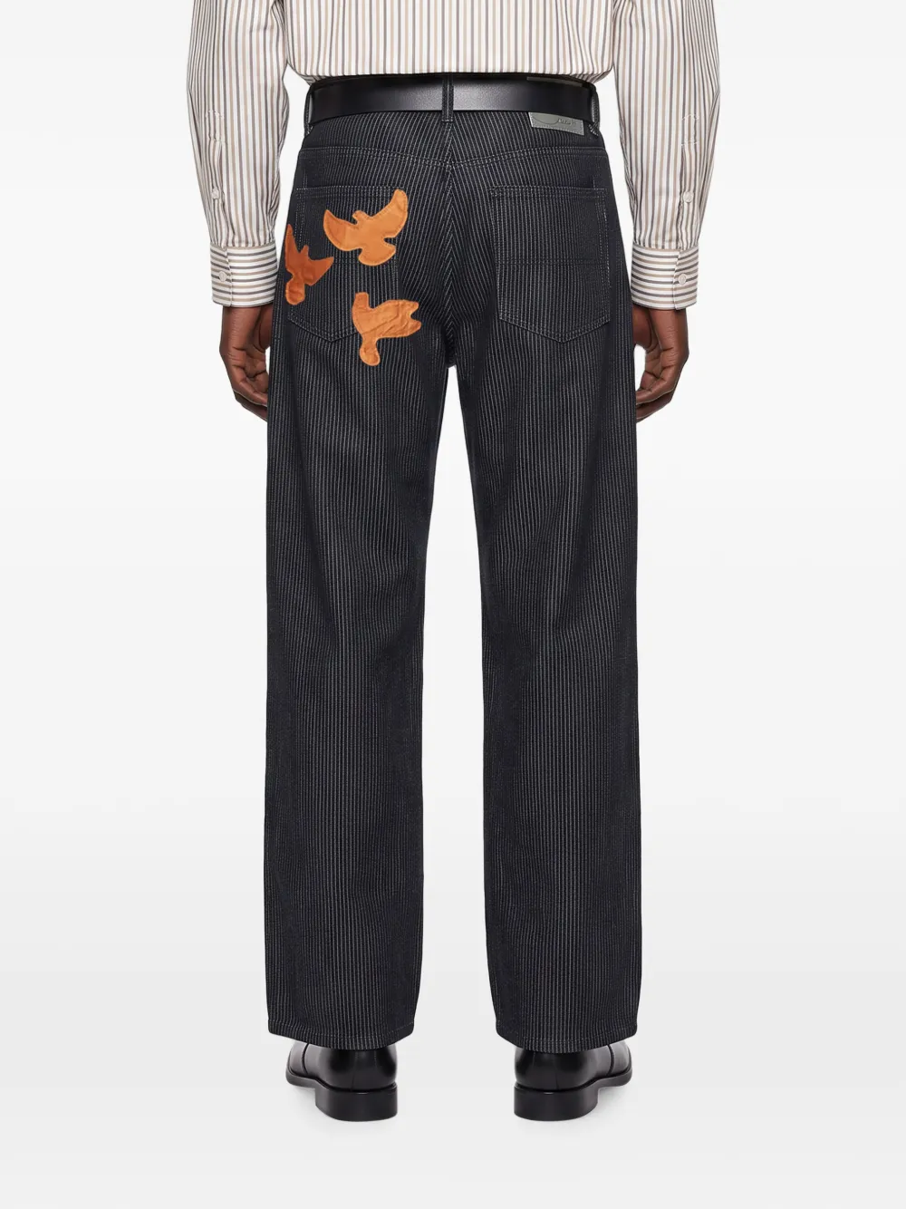 KidSuper pinstripe dove-patch jeans Blauw