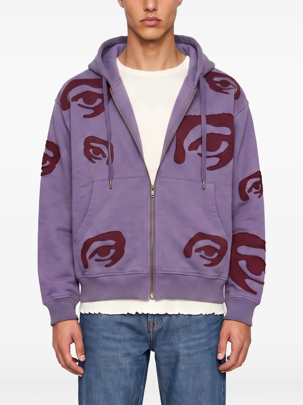 KidSuper Hoodie met rits en oogpatchwork Paars
