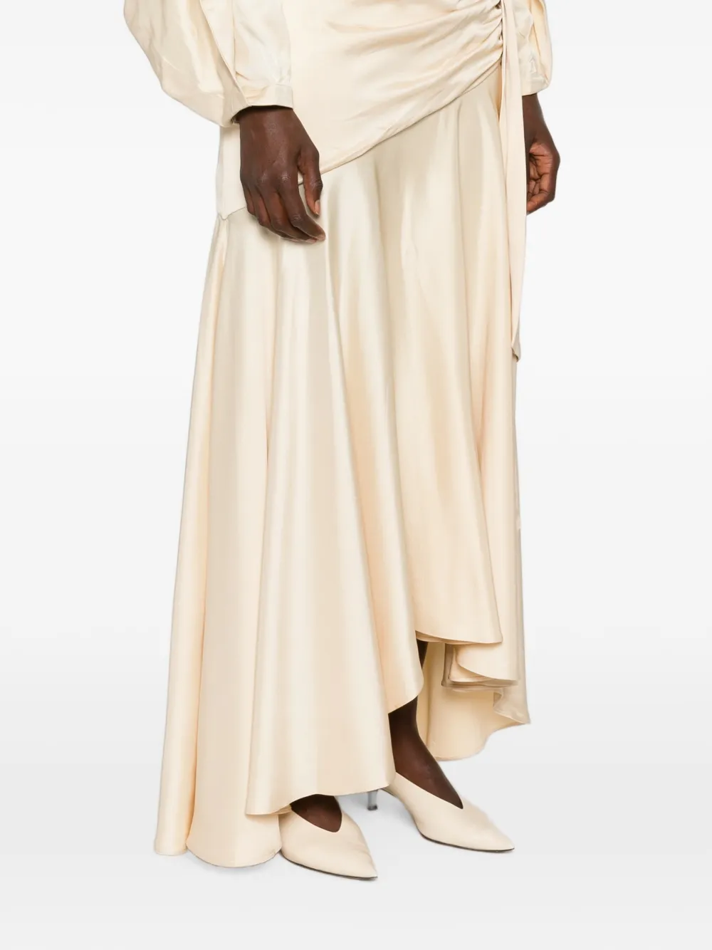 ZIMMERMANN Ascent gedrapeerde asymmetrische maxi-rok Beige