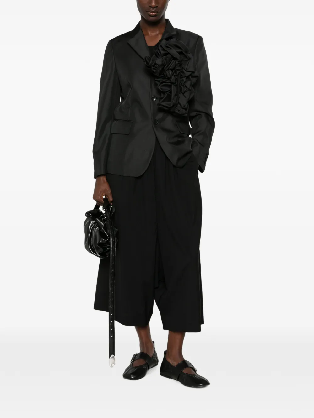 Comme Des Garçons Elasticated-waistband Cropped Trousers in Black, view 2