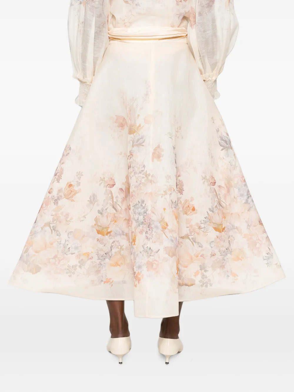 ZIMMERMANN Midi-rok met bloemenprint Beige