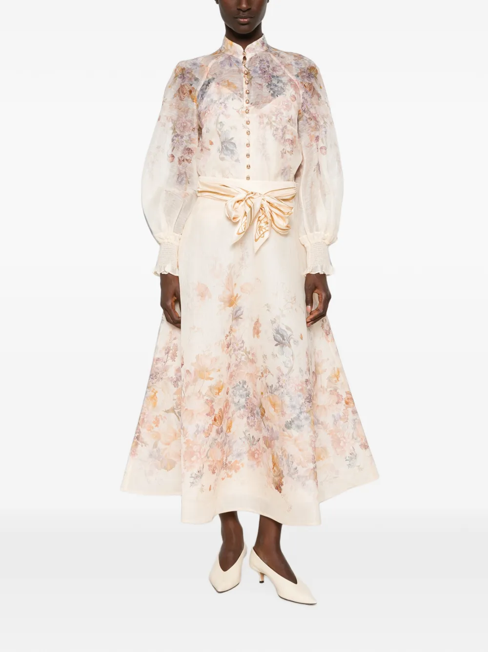 ZIMMERMANN Midi-rok met bloemenprint Beige