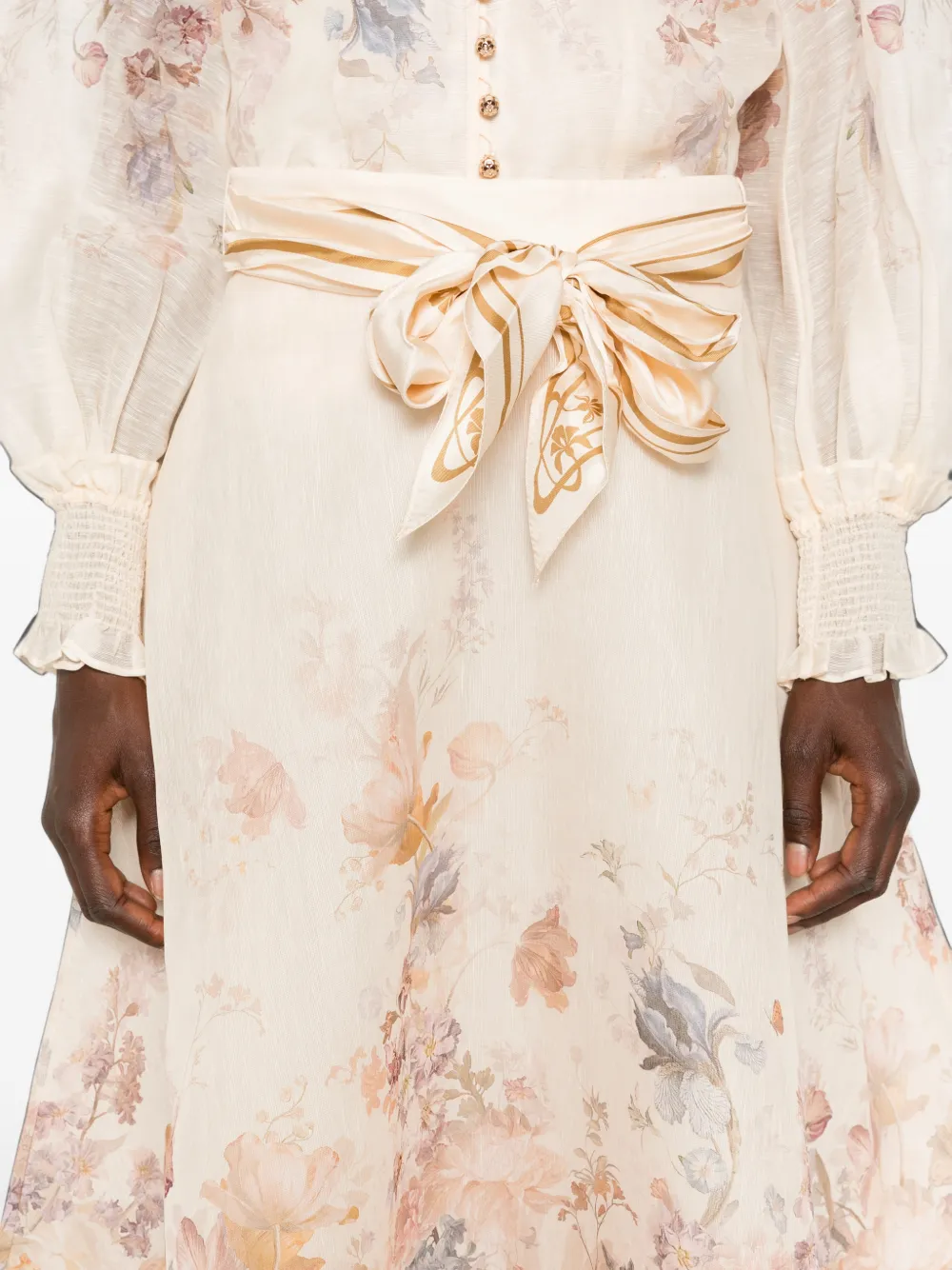 ZIMMERMANN Midi-rok met bloemenprint Beige