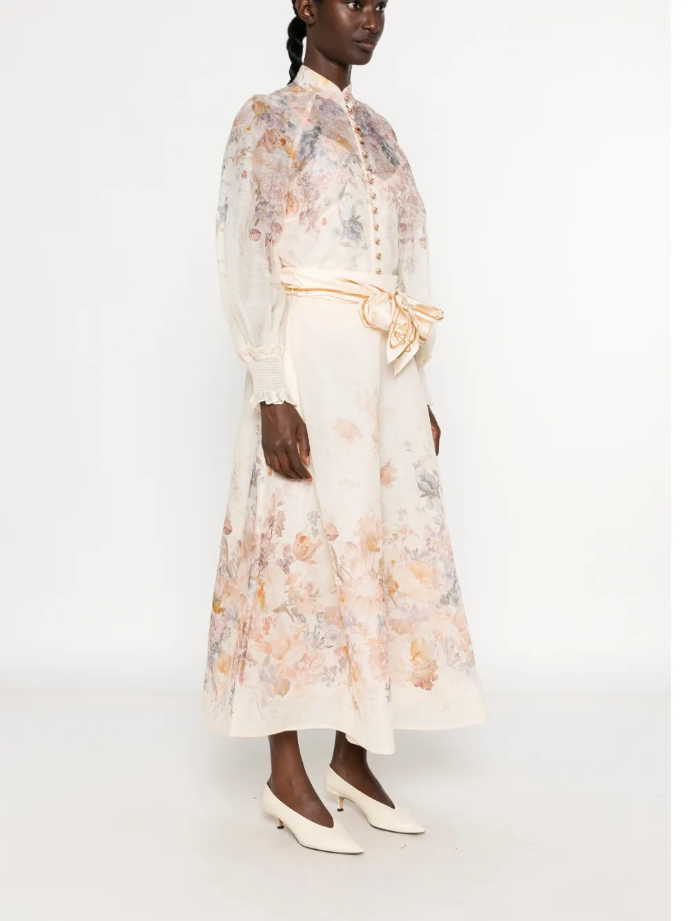 ZIMMERMANN Midi-rok met bloemenprint Beige