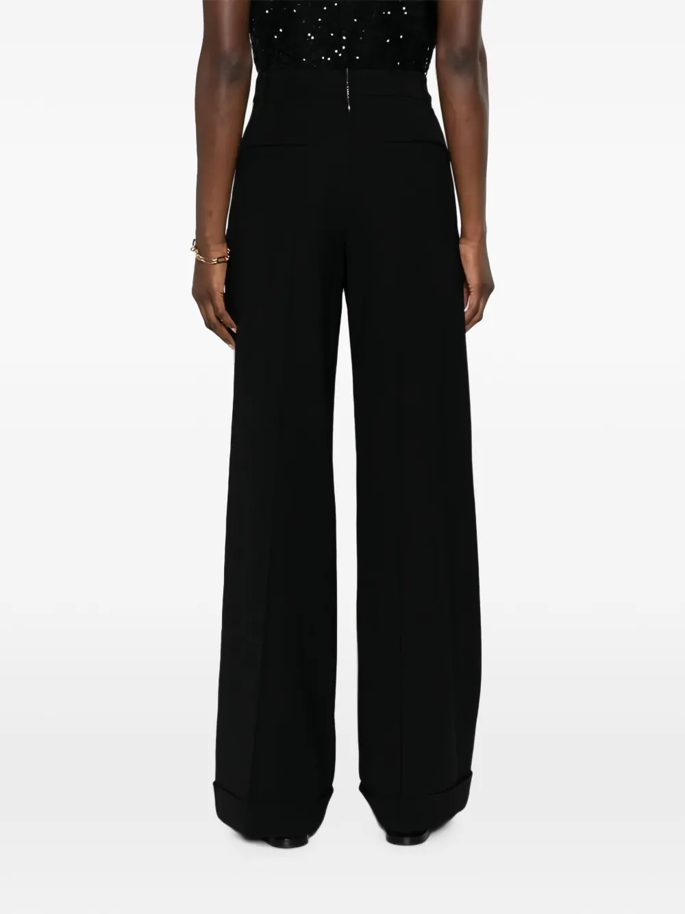 Brunello Cucinelli wide-leg cuffed-hem trousers Zwart