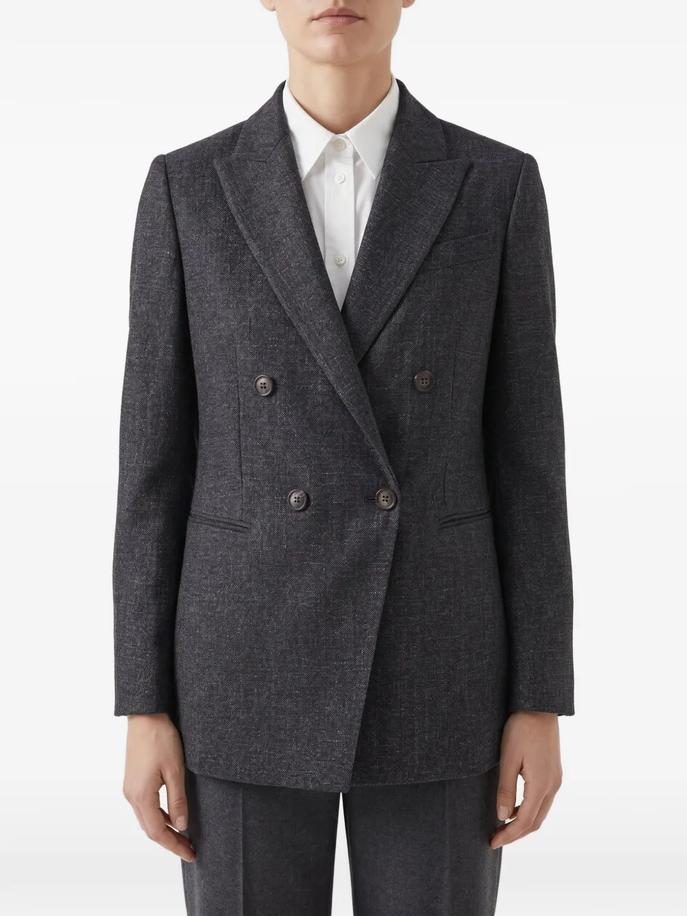 Brunello Cucinelli blazer à boutonnière croisée - Gris Brunello Cucinelli blazer à boutonnière croisée - Gris