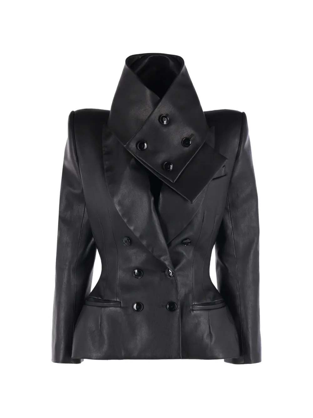 Matières Fécales double-breasted funnel-neck jacket - Nero
