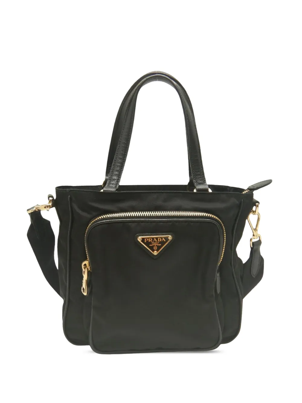 Prada Pre-Owned Borsa a tracolla in tessuto con finiture in pelle Saffiano 2013-2026 - Nero