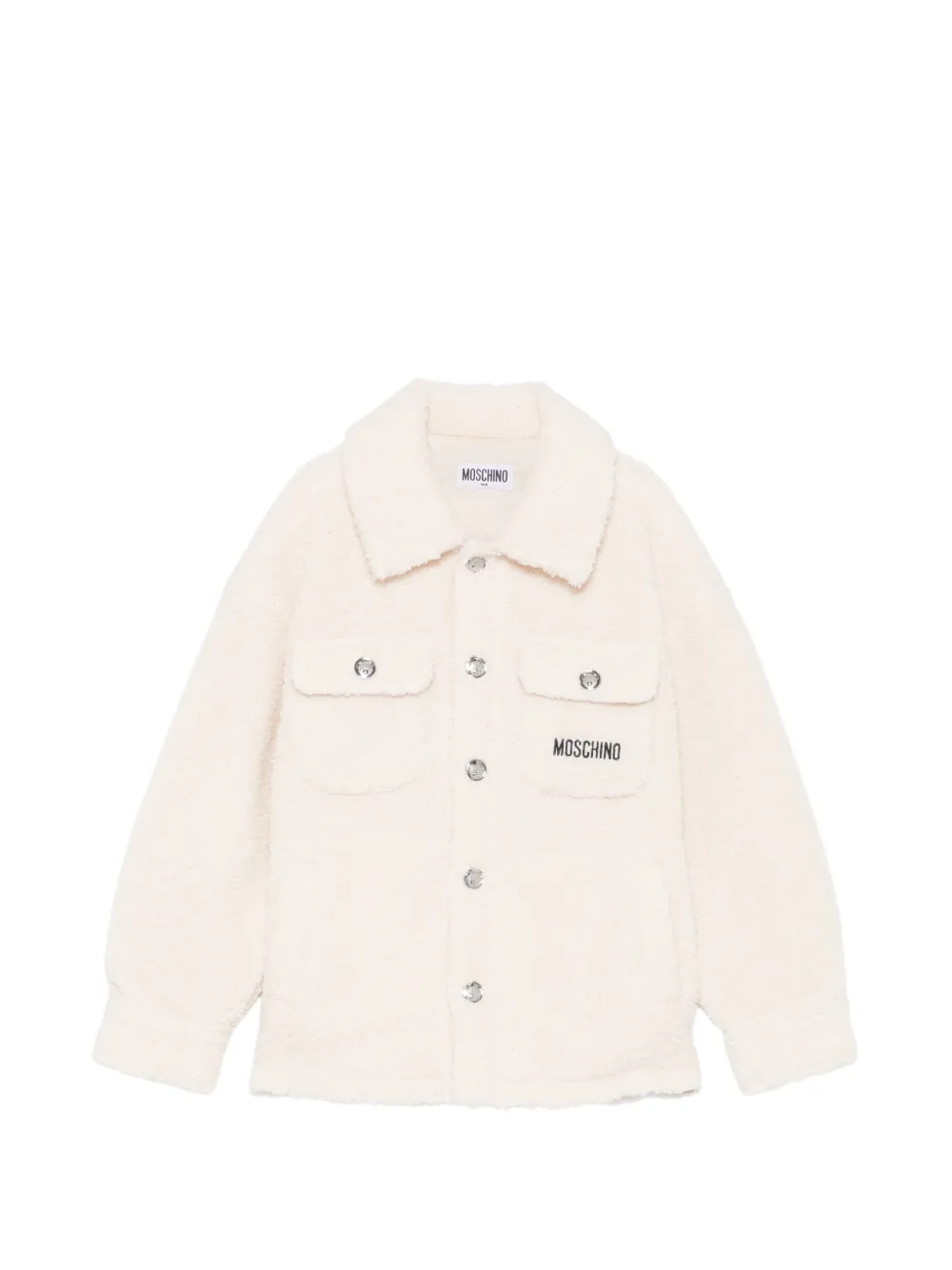 Moschino Kids logo-embroidered teddy-fleece jacket - Toni neutri