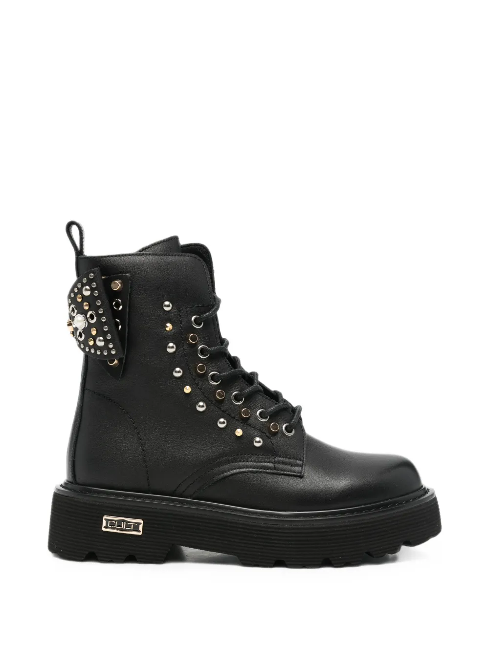 Cult Slash Stud-embellished Bow-detail Boots In Black